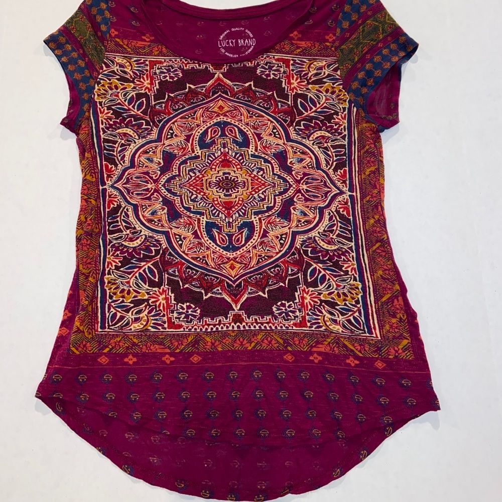 Lucky Brand Plus Size Bohemian Print T Shirt.